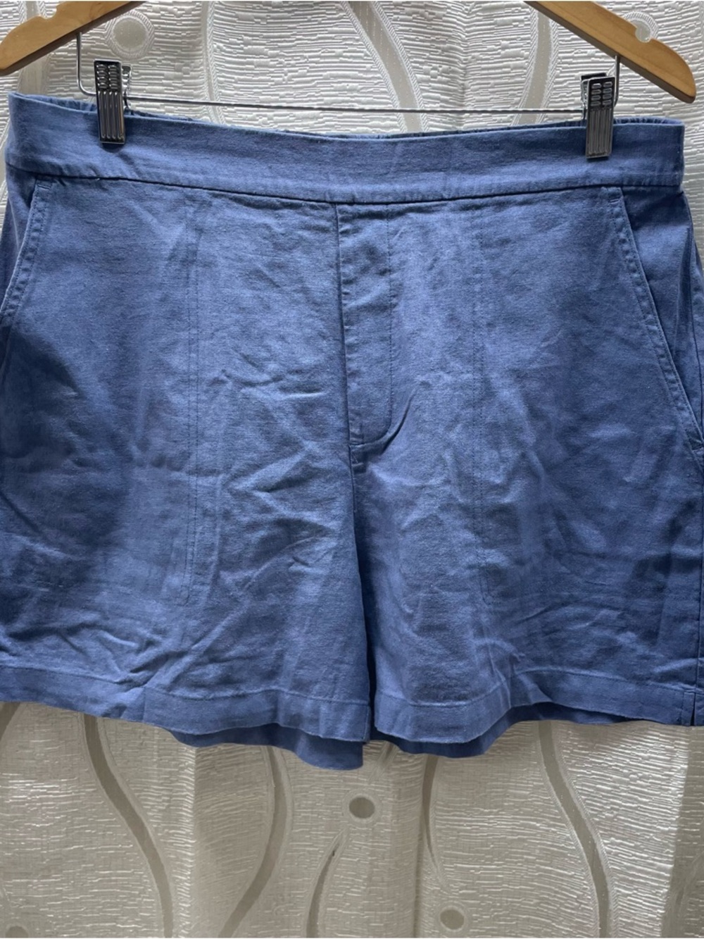 Banana‎ Republic Shorts Womens Large Blue Excellent Linen Blend Elastic Back